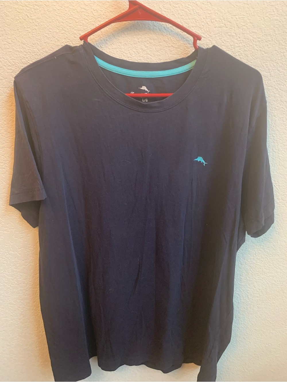 Tommy Bahama Navy Short-Sleeve Tee with Teal Dolphin Logo